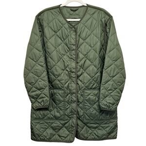 LL Bean Lightweight Quilted Chore Coat Women XL Olive Liner Jacket Barn Utility